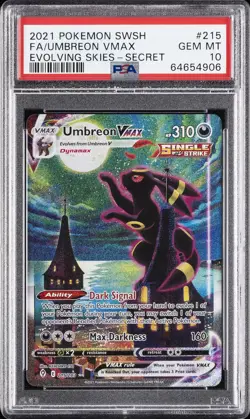 2021 POKEMON SWORD & SHIELD EVOLVING SKIES SECRET FULL ART/UMBREON VMAX PSA 10 - Image 1