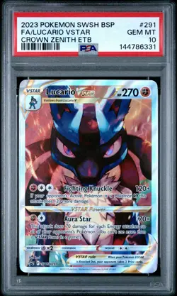 2023 POKEMON SWSH BLACK STAR PROMO #291 FULL ART/LUCARIO VSTAR PSA 10 - Image 1