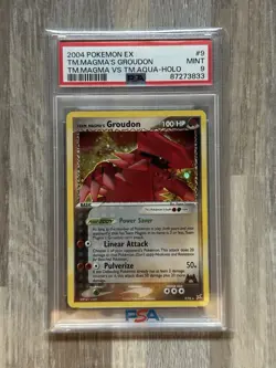 2004 Pokemon EX Team Magma VS Team Aqua #9 Team Magma’s Groudon Holo PSA 9 Mint - Image 1