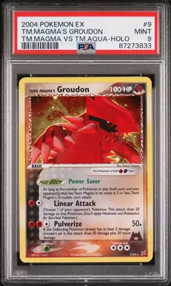 2004 Pokemon EX Team Magma VS Team Aqua #9 Team Magma’s Groudon Holo PSA 9 Mint - Image 3