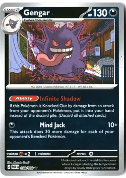 Gengar 050/088 Rare Perfect Order Pokemon Reverse Holo Near Mint - Image 1