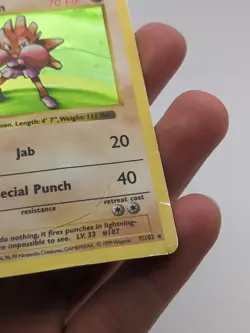 Holo Base Shadowless Hitmonchan 7/102 Rare Near Mint Pokemon TCG - Image 3