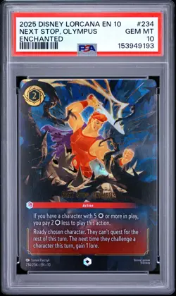 2025 DISNEY LORCANA EN 10-WHISPERS IN THE WELL #234 NEXT STOP, OLYMPUS PSA 10 - Image 1