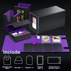 MTG Commander Card Storage Box - Fits 200+ Double Cards, 4-In-1 Card Deck Case - Image 5