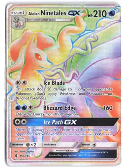 Alolan Ninetales GX 150/145 Rare Rainbow Guardians Rising Pokemon - Image 1