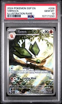 Vibrava Illustration Rare Pokemon Ssp En-Surging Sparks 206 NM PSA 10 - Image 1