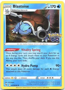 Blastoise 017/078 Holo Rare Pokemon GO Pokemon Holo Lightly Played - Image 1