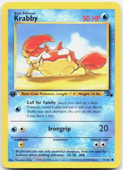 Pokemon TCG Krabby Fossil Common 51/62 1st Edition - Image 1