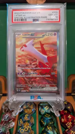 2024 POKEMON SSP EN-SURGING SPARKS SPECIAL ILLUSTRATION RARE LATIAS EX PSA 10 - Image 1