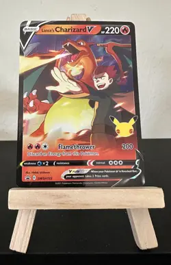 Pokemon Lance's Charizard V SWSH133 Celebrations Holo Black Star Promo NM - Image 1