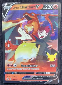 Pokemon Lance's Charizard V SWSH133 Celebrations Holo Black Star Promo NM - Image 3
