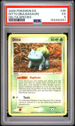 2005 POKEMON EX DELTA SPECIES #36 DITTO [BULBASAUR] PSA 5 - Image 1