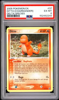 2005 POKEMON EX DELTA SPECIES #37 DITTO [CHARMANDER] PSA 6 - Image 1
