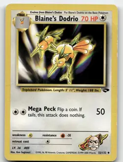 BLAINE'S DODRIO 32/132 UNCOMMON GYM CHALLENGE POKEMON DAMAGED - Image 1