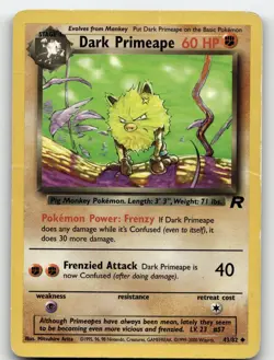 DARK PRIMEAPE 43/82 UNCOMMON TEAM ROCKET POKEMON DAMAGED - Image 1