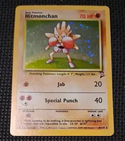 Pokemon Hitmonchan Holo Rare 8/130 Base Set 2 Vintage - Image 1