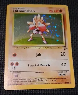 Pokemon Hitmonchan Holo Rare 8/130 Base Set 2 Vintage - Image 2