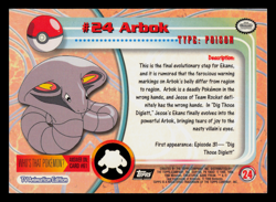 NM - Pokemon Topps Arbok #24 TV Animation Edition Series 1 (Black Logo) - Image 2
