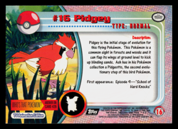 NM - Pokemon Topps Pidgey #16 TV Animation Edition Series 1 (Black Logo) - Image 2