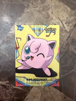 2000 Jigglypuff #39 Pokemon Topps Series 2-6 Stick-On Card Blue Logo - Image 1