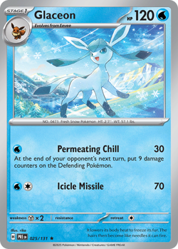Glaceon 25/131 Rare Holo | Prismatic Evolutions | Pokemon Card - Image 1
