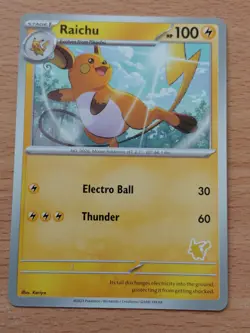 Pokemon Trading Card Game TCG My First Battle Raichu Grey Pikachu Stamp - Image 1