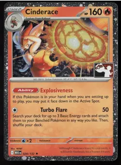 Cinderace 028/132 Prize Pack Series 8 Play Pokemon Stamped Cosmos Holo NM - Image 1