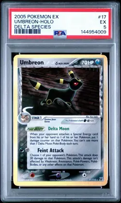 2005 Pokemon EX Delta Species Umbreon Holo #17 PSA 5 EX - Image 1