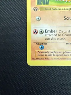 Pokemon Charmander 46/102 1st Edition Shadowless Base Set Card 1999 Unplayed NM - Image 2