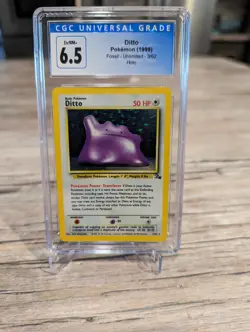 DITTO CGC 6.5 EX NM+ Cgc 7 1999 POKEMON FOSSIL #3 NON-HOLO - Image 1
