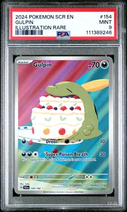 Gulpin Illustration Rare Pokemon Scr En-Stellar Crown 154 NM PSA 9 - Image 1