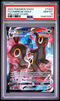 2022 POKEMON SWORD & SHIELD BRILLIANT STARS #TG23 FULL ART/UMBREON VMAX PSA 10 - Image 1