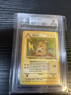 1999 Pokemon Fossil Unlimited Raichu Holo BGS 5 Error Labeled Base!!!! - Image 1