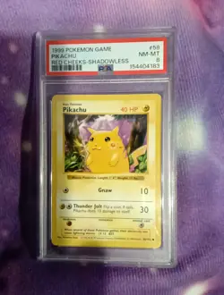 1999 POKEMON GAME #58 PIKACHU RED CHEEKS-SHADOWLESS. Very Rare Red Cheek 🏆 - Image 1