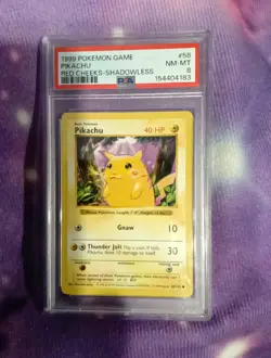 1999 POKEMON GAME #58 PIKACHU RED CHEEKS-SHADOWLESS. Very Rare Red Cheek 🏆 - Image 5