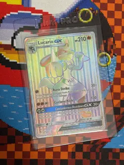 2018 Pokemon Lucario GX Forbidden Light Secret Rare Sun & Moon Full Art #135 - Image 1