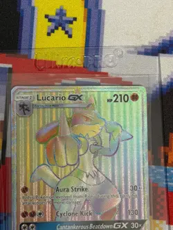 2018 Pokemon Lucario GX Forbidden Light Secret Rare Sun & Moon Full Art #135 - Image 2
