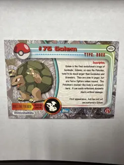1999 Topps Series 1 Pokemon Golem #76 - Image 2