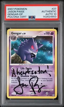 2007 POKEMON DIAMOND & PEARL #27 GENGAR PSA AUTHENTIC AUTO 10 - Image 1