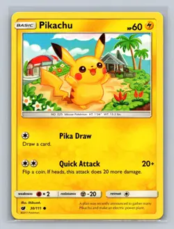 Pikachu 30/111 Common Crimson Invasion NM 2017 Free Shipping - Image 1