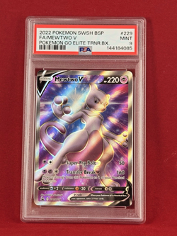 2022 Pokemon SWSH GO ETB Black Star Promo MEWTWO V Full Art Card #229 PSA 9 - Image 1