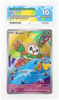 ACE 10 ROWLET 043 | First Partner Black Star Promo Pokemon Card - Image 1