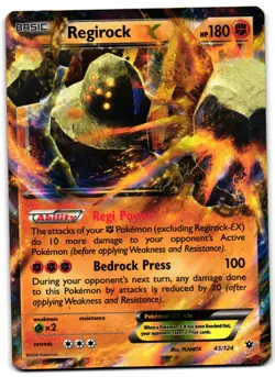 Regirock EX 43/124 - Fates Collide Rare EX Pokemon TCG Holo - DMG Card - Image 1