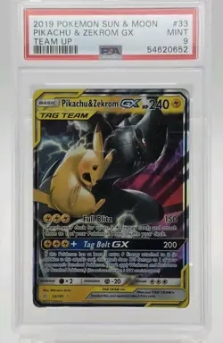 Pokemon Sun & Moon Team Up Pikachu & Zekrom GX Tag Team 33/181 Ultra Rare PSA 9 - Image 1