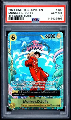 Monkey D Luffy Treasure Rare TR Two Legends OP08 English PSA 10 Gem Mint - Image 1