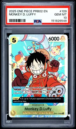 PSA 10 2025 One Piece Prb02-Premium Booster The Best- Vol.2 #109 Monkey D. Luffy - Image 1