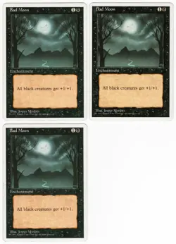 Bad Moon x3 3x 1995 MTG Core Set 4th Edition Black Rare Enchantment MP AZ3 - Image 1