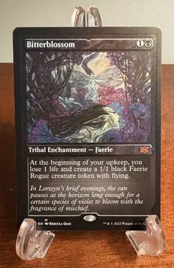 MTG Bitterblossom 2X2 Double Masters 2022 LP Foil Etched Magic The Gathering - Image 1