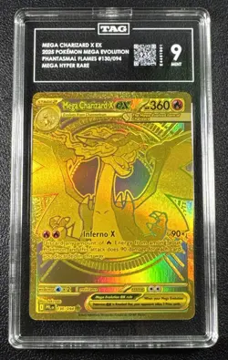 Pokemon Mega Charizard X ex Mega Hyper Rare Holo 130/094 TAG 9 MINT Phantasmal - Image 1