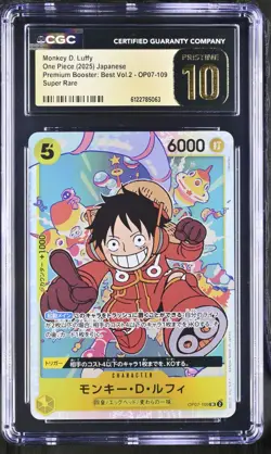 CGC 10 Pristine ONE PIECE Monkey D. Luffy OP07-109 SR 500 Years Future - Image 1